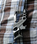 Beefy Heavy Duty Key Chain Bottle Opener Carabiner For Men And Women Durable Zinc Alloy EDC Key Ring Black on plaid fabric