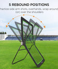 Backyard Lax Rebounder Net With 7x4 Foot Practice Area And Five Adjustable Angles, shown with multiple angle positions