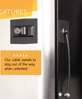 Heavy Duty Refrigerator Lock With Keyed Mechanism, High Security Steel Cable Locking System on silver surface