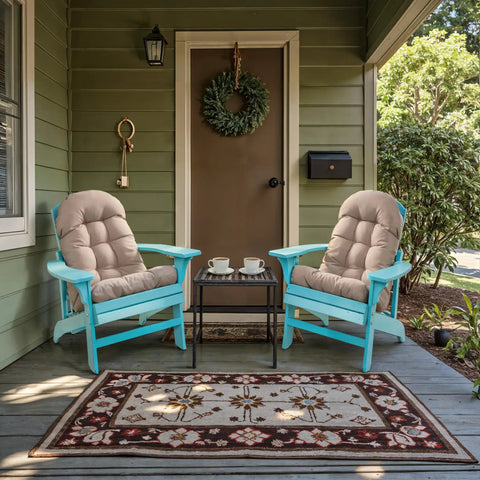 Beige Adirondack Chair Cushion Set With Ties 44 By 19.4 By 4 Inches High Back Rocking Patio Cushions on turquoise chairs