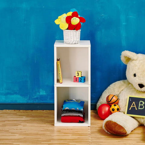 Eco Two Shelf Narrow Bookcase In White No Tools Needed Tool Free Assembly Durable ZBoard Recycled Paperboard Storage Unit in child's room