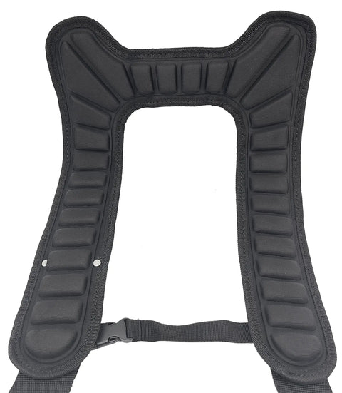 Deluxe Suspender Harness V2 with Molded Air Channel Shoulder Padding displayed front view on white background.