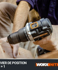 Compact 20V Cordless Brushless Drill Driver Packing 60Nm Of Serious Muscle And A Smooth 13mm Keyless Chuck in use on wood.