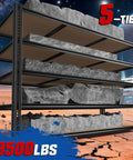 Heavy Duty Garage Shelving Unit 3500 Lbs Capacity, 60 Inch Wide 5 Tier Storage Rack For Tools, Gear, And Oversized Items, Ultra Sturdy Metal Shelves For Home, Garage, Or Workshop Organization; 5-tier metal rack with rocks