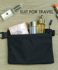Water Resistant Zipper Pouch With Carabiner Clip Small Nylon Travel Organizer for cosmetics with various bottles inside