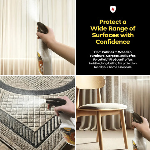FireGuard Flame Retardant Spray For Fabrics, 22 Oz applied to drapes, upholstery, and textiles for flame and smoke protection