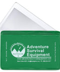 Credit Card Size Fresnel Lens 3 Pack In Green With 4X Magnification Ultra Lightweight Optical PVC Reading Magnifiers Protective Sleeve Included Perfect For Reading Small Print And Fire Starting Outdoors Gear showing green sleeve