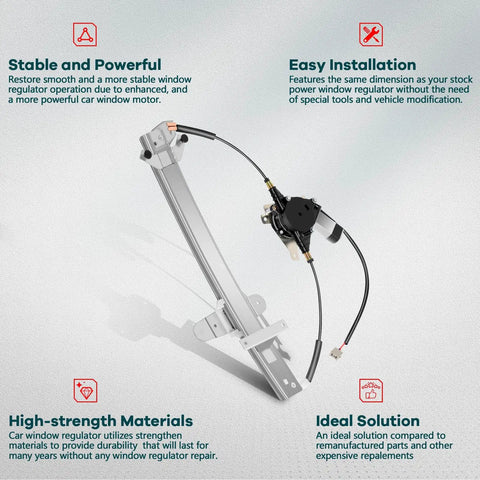 Rear Left Power Window Regulator With Motor For Ford Crown Victoria And Mercury Grand Marquis 1992 To 2011 And Mercury Marauder 2003 To 2004 Replacement Fits 1W7Z5423395AA 6W7Z5427009AA 741679 Easy Install Durable Build displayed showing regulator mechanism and motor.