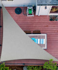 Gray Right Triangle Sun Shade Sail 14 X 14 X 19.8 Ft UPF50 UV Blocking Water Air Permeable Heavy Duty installed over patio
