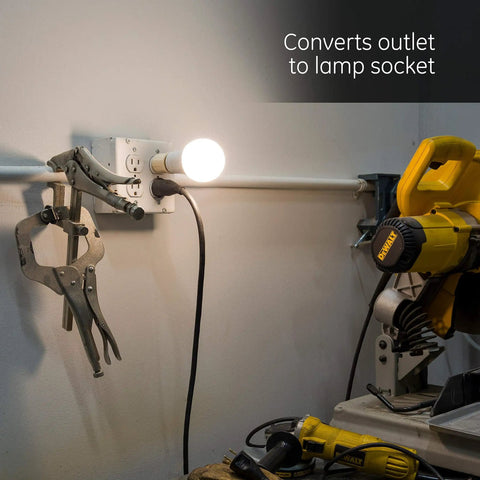 Polarized Socket Adapter 5 Pack Converts Outlets To Lamp Sockets For Workshop Garage Or Utility Room Light Almond Finish UL Listed