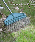Thatch Rake With 66 Inch Adjustable Handle And 17 Inch Wide Dethatcher For Lawns, removing debris from grass