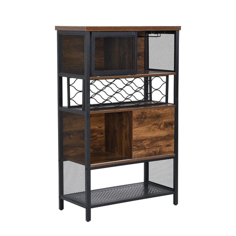 Built Different Industrial Bar Cabinet Featuring Dedicated Wine Rack For Stashing Liquor And Glassware Perfect For Kitchen Sideboards Or Entryway Organizers That Bring Serious Style, showcasing multi-level storage.