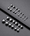 14 Pairs Stainless Steel Ball Stud Earrings Set For Cartilage Tragus Helix Piercing Barbell Style 2 To 8 Millimeter Range Silver And Black Tones For Men And Women Everyday Wear Dope Mix And Match, assorted sizes