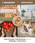 40 Inch By 300 Ft Burlap Fabric Roll Pack Of 10 Industrial Grade Burlap 10 Oz Thick 30 Percent Thicker Than Competition shown in rustic wedding and decor settings