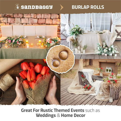 Extra Wide Burlap Fabric Roll 72 Inch Wide By 100 Feet Long Industrial Grade 10 Oz Burlap for weddings and home decor, flowers wrapped.