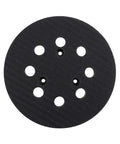 Five Inch Hook And Loop Backup Pad With Eight Dust Holes Straight Up Heavy Duty Replacement Plate, black circular sanding pad.