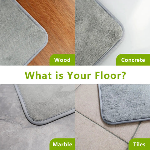 Different flooring types shown: wood, concrete, marble, tiles. Use with Eight Pack Non Slip Rug Gripper Pads For Hardwood Floors And More No Fuss Double Sided Reusable Washable Carpet Grippers No Residue Removable Corner Holders For Area Rugs On Tile Laminate Vinyl Marble.