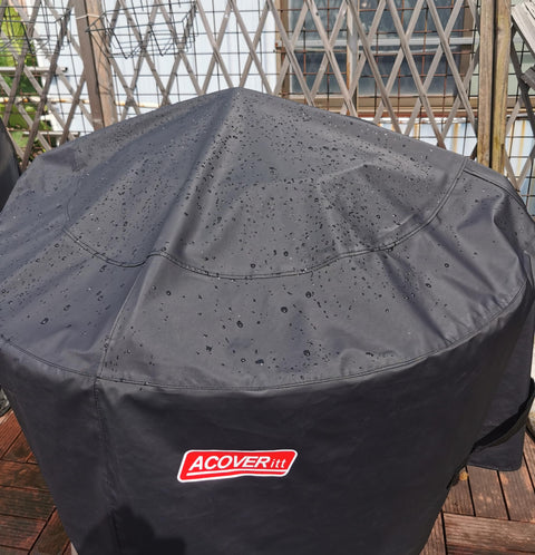 Heavy Duty Fire Pit Surround Cover Weatherproof Shield for 42.5 Inch Diameter and 20.8 Inch Height surrounds with water droplets