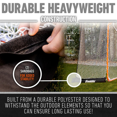 Lacrosse Goal Backstop Net No More Chasing Balls 12 Foot By 9 Foot For Backyard Practice with sandbags for stability