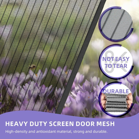 Heavy Duty Magnetic Screen Door 72x80 Self Sealing Hands Free Mesh Keeps Bugs Out Pet And Kid Friendly Retractable Door Screen