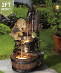 Totally Cute Puppy Dog Outdoor Water Fountain With LED Lights Resin Farmhouse Style Waterfall Fountain 25 Inch Tall in garden