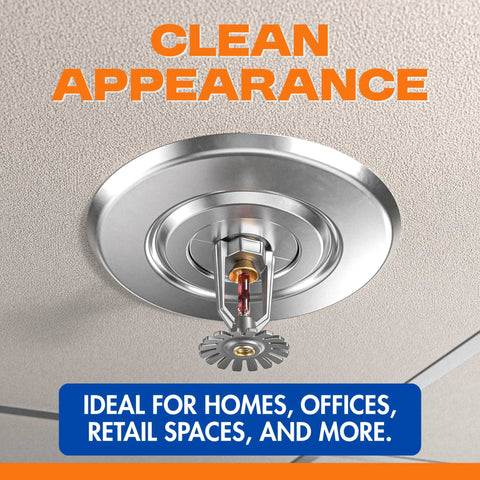 Chrome Extension Trim Ring For Recessed Fire Sprinkler Escutcheons hides ceiling gaps with a polished chrome finish.