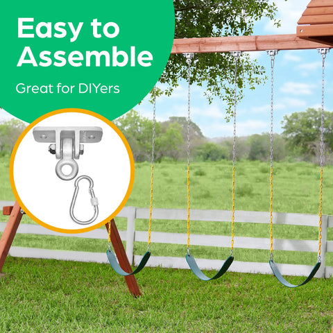 Swing Set Hangers Kit With 2 Heavy Duty Brackets And Locking Snap Hooks For Porch, Patio Or Playground; Indoor Outdoor Hardware That Holds Up To 2400 Lbs And Makes DIY Assembly A Breeze