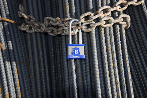 XT Series 44mm Laminated Steel Padlock With Two And Three Eighths Inch Shackle Weather Resistant And Hardened Boron Steel Lock 2 Pack Heavy Duty Security For Commercial Use securing chain on rebar
