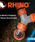 RhinoFLEX RV Sewer Wye Fitting For Dual Hoses To One Dump Station With 360 Degree Swivel Ends And Built In Gaskets