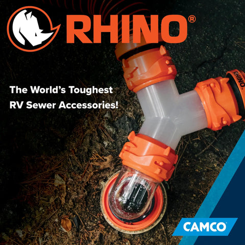 RhinoFLEX RV Sewer Wye Fitting For Dual Hoses To One Dump Station With 360 Degree Swivel Ends And Built In Gaskets