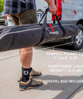Ultralight Pro Bike Repair Stand packed in a black travel bag, showcasing portable design for easy transport and storage.