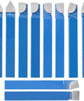 PNBO 1/4 inch metal lathe tooling set, 10 blue carbide-tipped cutter bits.