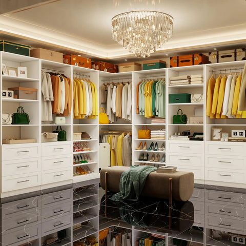 Top Tier Modular Closet Organizer System Featuring Six Spacious Drawers Eight Sturdy Hanging Rods And Fully Adjustable Shelves For A Smooth Walk In Storage Flex That Upgrades Your Daily Routine