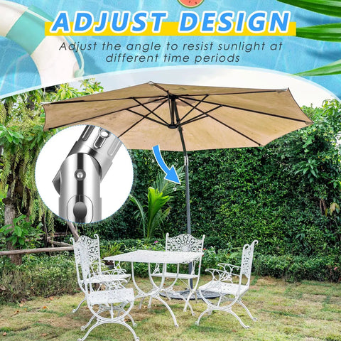 2 Pack Patio Umbrella Pole Replacement Parts for 1.5 Inch Diameter Poles with tilt adjustment feature shown in garden setting.