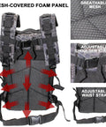 Back view of Lightweight Fishing Tackle Backpack With Water Resistant Build All In One Rod Holder And Gear Storage, showing adjustable straps.