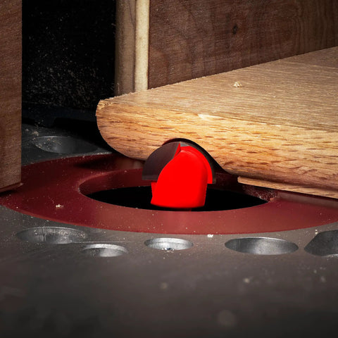 Top Shelf Carbide Router Bit With 1/4 Inch Shank And 3/4 Inch Cutter For CNC Machines, red bit cutting wood