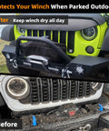 Savage MUAKIOY Winch Cover Heavy Duty Waterproof Protection For 12K Off Road Electric Winches on a truck winch setup.