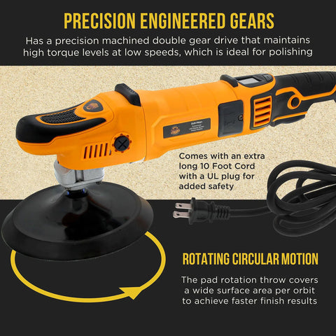 Pro Grade 7 Inch Rotary Polisher Buffer Sander Kit With 8 Polishing Pads LED RPM Display Variable Speed 450 To 1950 tool shown