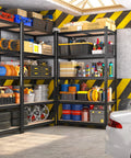 Heavy Duty Garage Shelving 5 Tier Metal Storage Unit 2400 Lbs Capacity Adjustable Shelves 72x36x16 Inch For Garage Basement Pantry Closet Kitchen Warehouse Black in workshop with tools and equipment