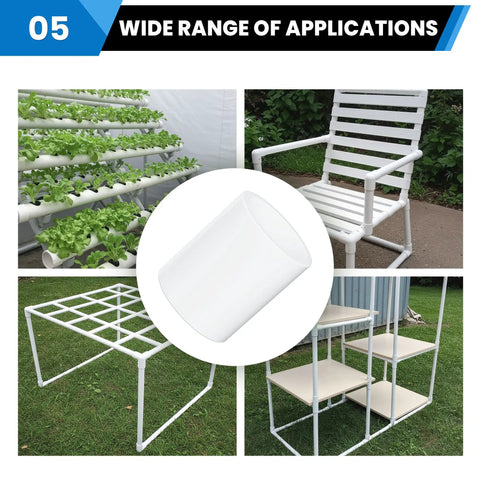 Collage of DIY furniture frames using 1-1/4 Inch PVC Two Way Socket To Socket Coupling Adapters, 10 Pack, Schedule 40 Slip Connectors