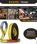 Beefy Heavy Duty 1x4 Poly Web Sling Two Pack Lifting Strap For Rigging Towing Moving Hoisting Gear ASME OSHA Rated 3200 Lbs