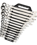 Flex 25-Piece Ratcheting Wrench Set With SAE And Metric Sizes, 72-Tooth Box End, Off-Corner Loading For Better Grip in case