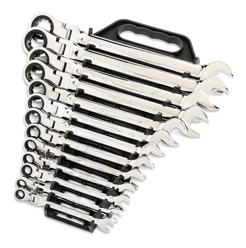 Flex 25-Piece Ratcheting Wrench Set With SAE And Metric Sizes, 72-Tooth Box End, Off-Corner Loading For Better Grip in case