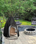 Patio Egg Chair Cover Waterproof With Zipper And Bottom Buckle For Single Seat Outdoor Wicker Swing Chair Black 75H X 45W Tough 420D Polyester Weatherproof Protector