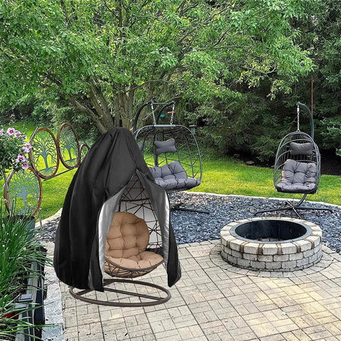 Patio Egg Chair Cover Waterproof With Zipper And Bottom Buckle For Single Seat Outdoor Wicker Swing Chair Black 75H X 45W Tough 420D Polyester Weatherproof Protector