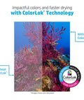 Comparison of coral images showing differences with and without ColorLok® Technology for vibrant colors.