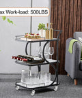 Premium 2 Inch Polyurethane Gel Caster Wheels With M8x15mm Threaded Stem And Secure Locking Brake on a serving cart with drinks