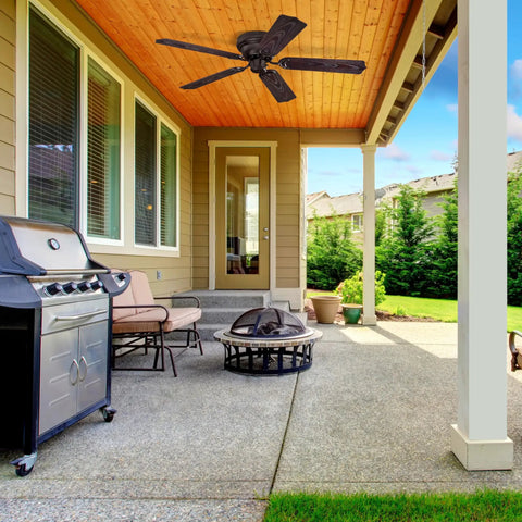 Contempra 48 Inch Indoor Outdoor Ceiling Fan With Five Weatherproof Blades In Oil Rubbed Bronze Finish on patio ceiling