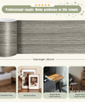 Premium Gray Wood Grain Peel And Stick Film 2.4 Inch By 15 Feet Self Adhesive Repair Wrap roll displayed over a flat surface.