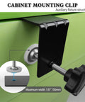 Two Pack Heavy Duty Large Drawer Installation Clamps With Three Millimeter Thickened Build For Rock Solid Holes And Zero Guesswork Cabinet Hardware Jig featuring clamp on cabinet edge with rubber pad.